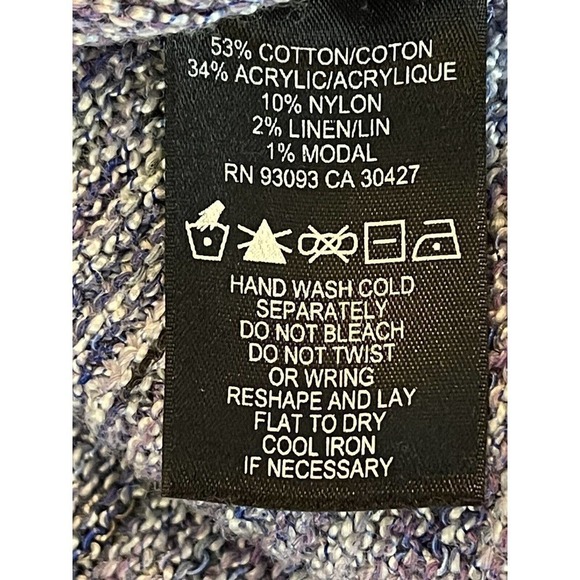 NIC + Zoe Size M Purple Space Dyed Textured Knit Linen Blend Sweater - Picture 7 of 7